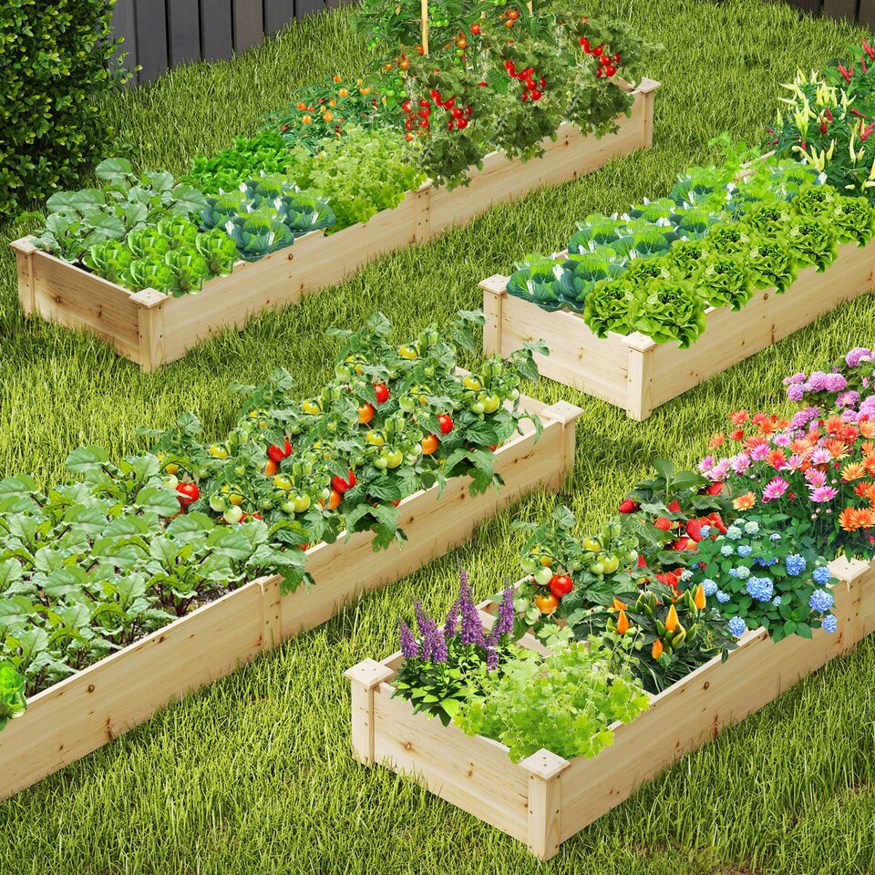 image 1 of COSTWAY Wooden Raised Garden Bed Elevated Planting Bed N/A