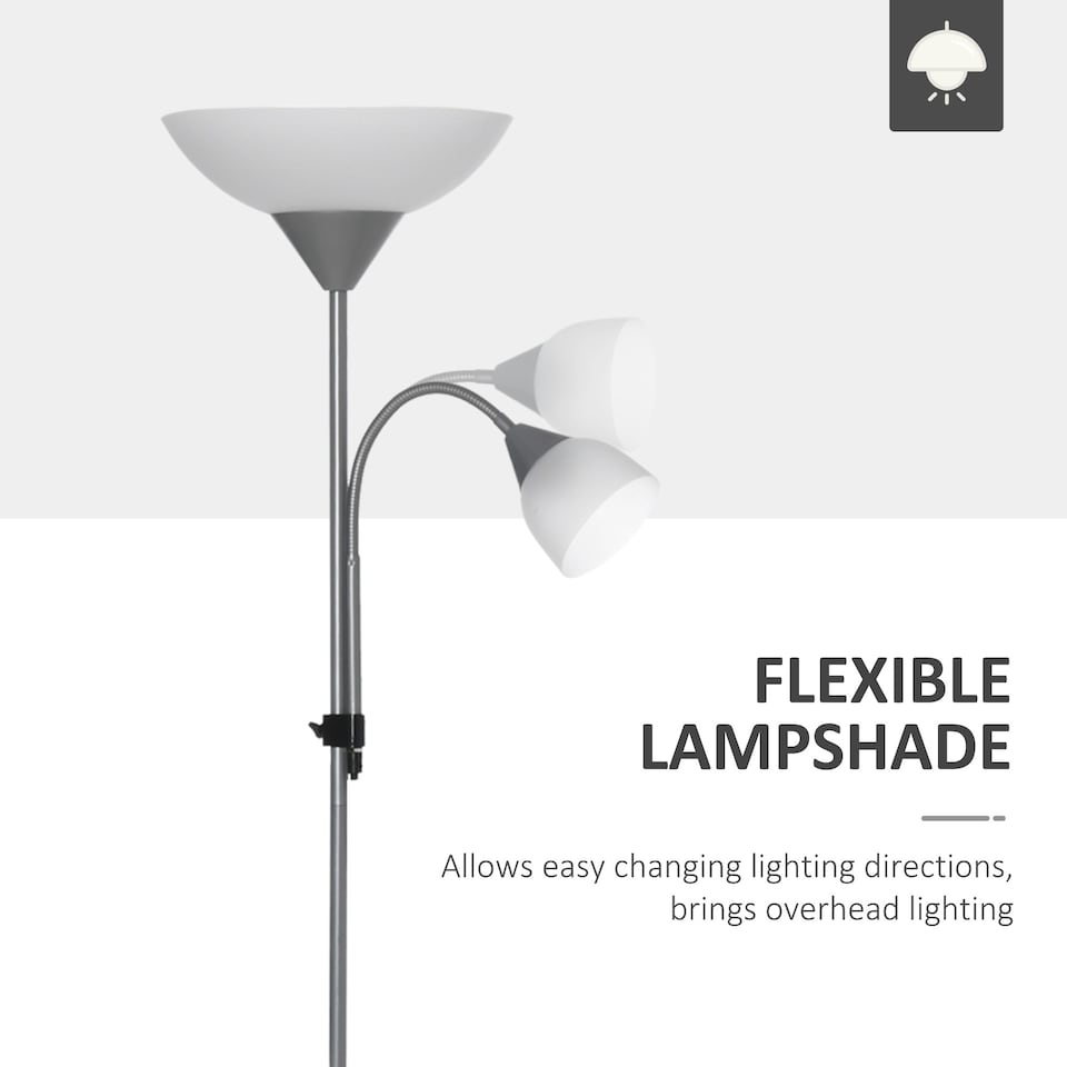 image 1 of HOMCOM Mother-Child Floor Lamp Duo Light Steel Frame w/ 2 Switches Round Base