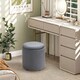 image 8 of HOMCOM Set of 2 Round Ottoman with Storage, Fabric Vanity Stool for Makeup, Footrest Stool with Removable Lid for Living Room & Bedroom, Light Grey | Grey