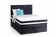 image 1 of 4ft Small Double Black Crushed Velvet Divan Bed Set Orthopaedic Mattress with Cube Headboard  4 Drawers