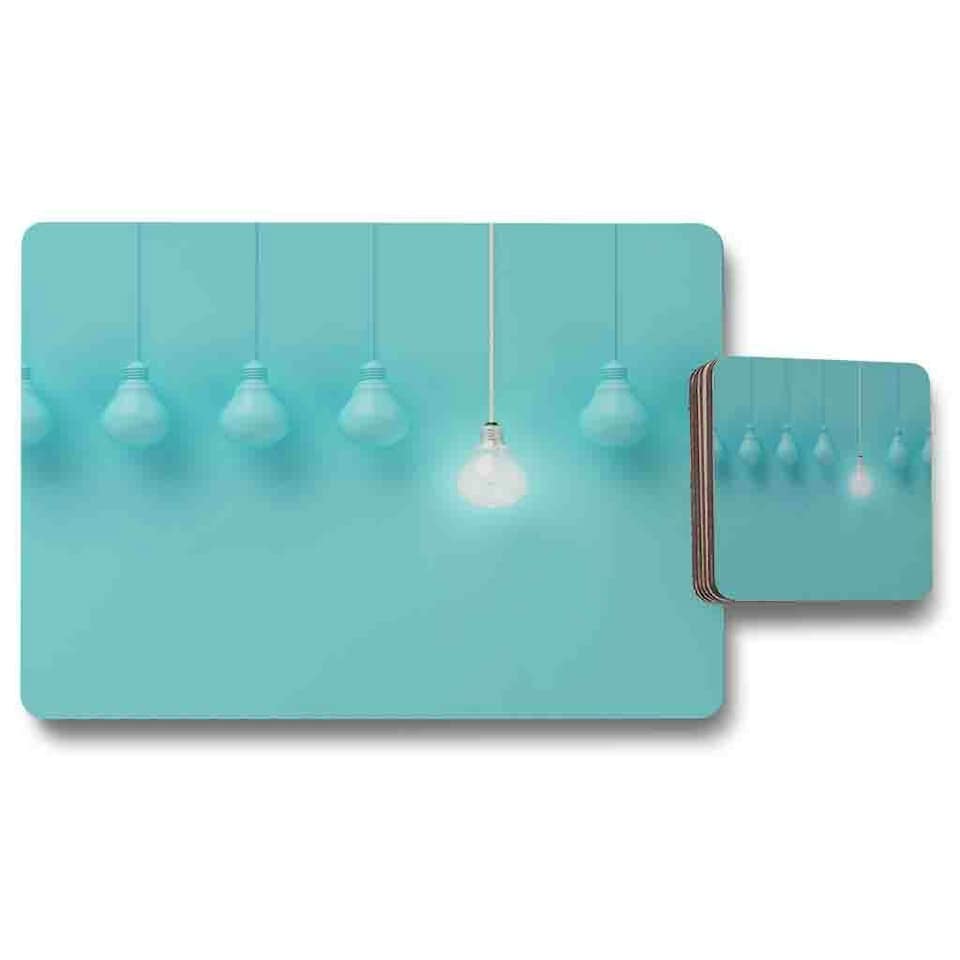 Blue Bulbs Placemat & Coaster Set