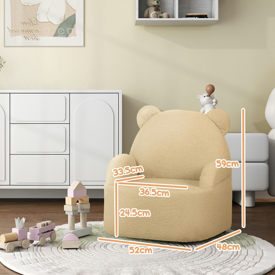 image 1 of AIYAPLAY Kids Armchair, Bear Shaped Toddler Sofa Chair for Bedroom - Pink