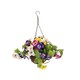 image 1 of Oypla Artificial Garden Hanging Wicker Basket with Multicoloured Pansy Flowers