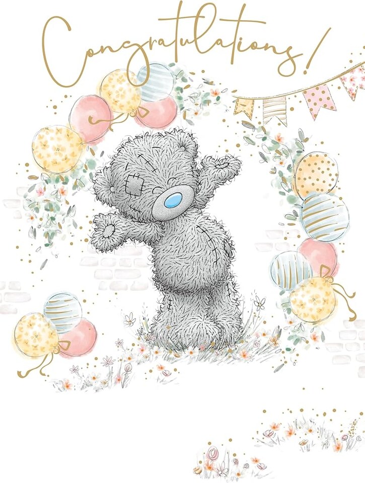 image 1 of Bear With Balloons Congratulations Card