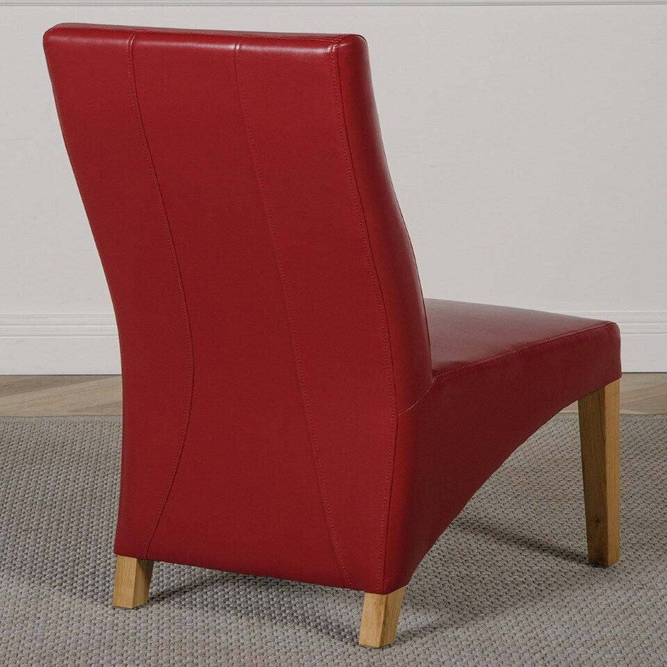 image 1 of Kuba Large Oak Dining Table with 8 Lola Burgundy Leather Chairs Red