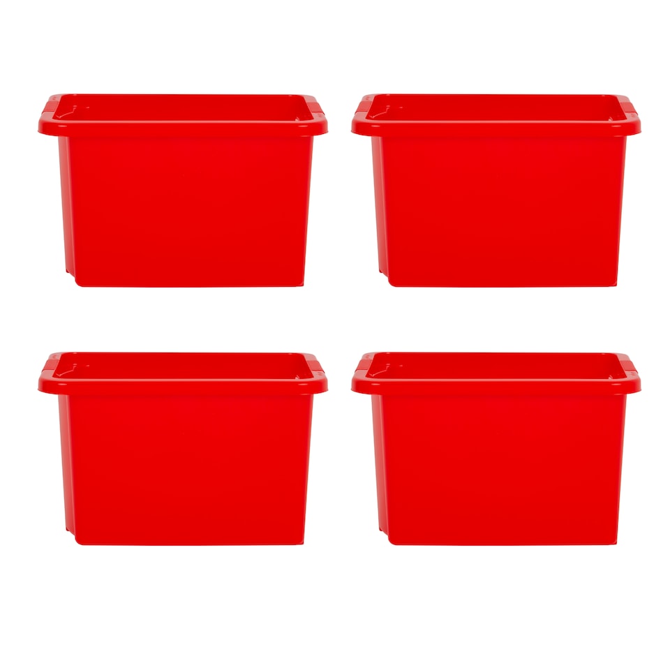 image 1 of Wham Stack & Store 4 x 24L Plastic Storage Boxes | Red | 4