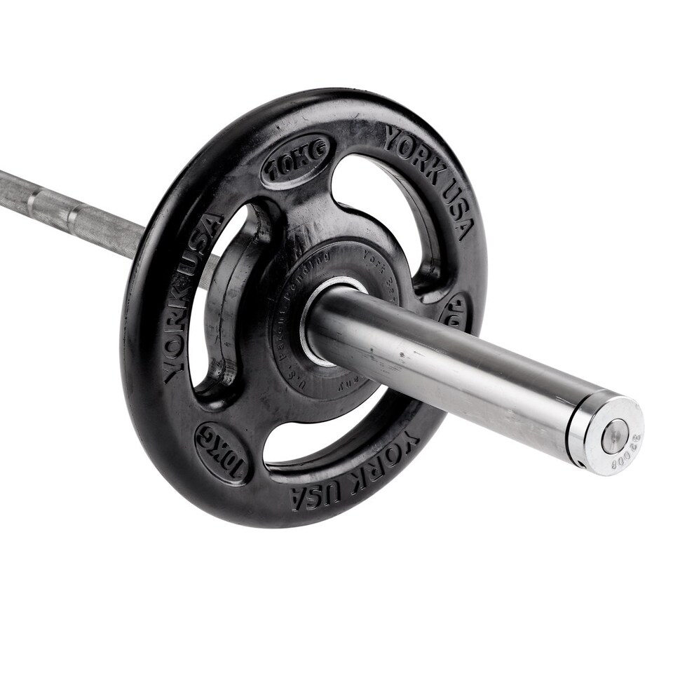 York Barbell ISO-Grip Rubber Olympic Weight Plates, Pair (2 x 10 kg) | Black