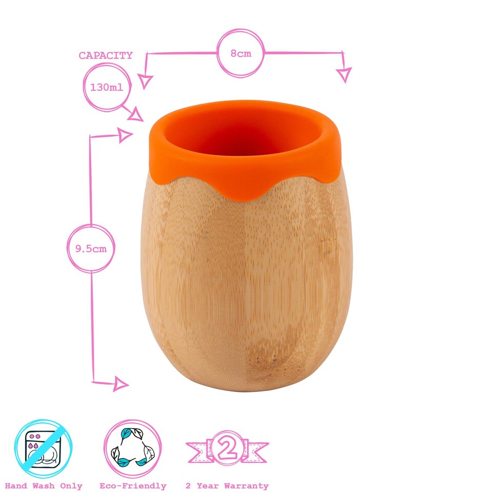 image 1 of Tiny Dining 4pc Penguin Bamboo Suction Baby Feeding Set - Orange