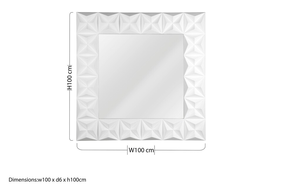 image 1 of Orsina 3D Effect Wall Mirror with White High Gloss, Easy to Clean Bedroom Mirror, High-quality Bathroom Mirror