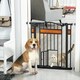 image 2 of PawHut Dog Gate Pet Safety Gate W/ Cat Door Auto Close Pine Decor 74-80 cm Wide