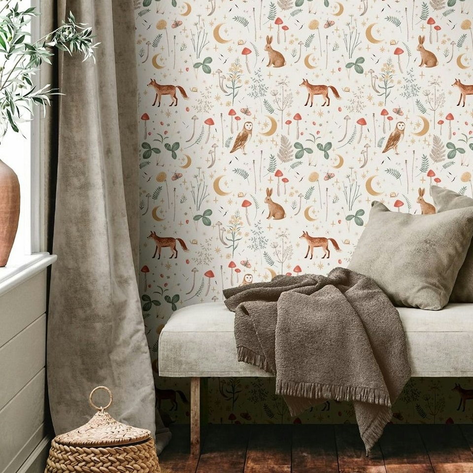 image 1 of Muriva Catherine Lansfield Enchanted Twilight Wallpaper - Natural - 10m x 0.5m Cream