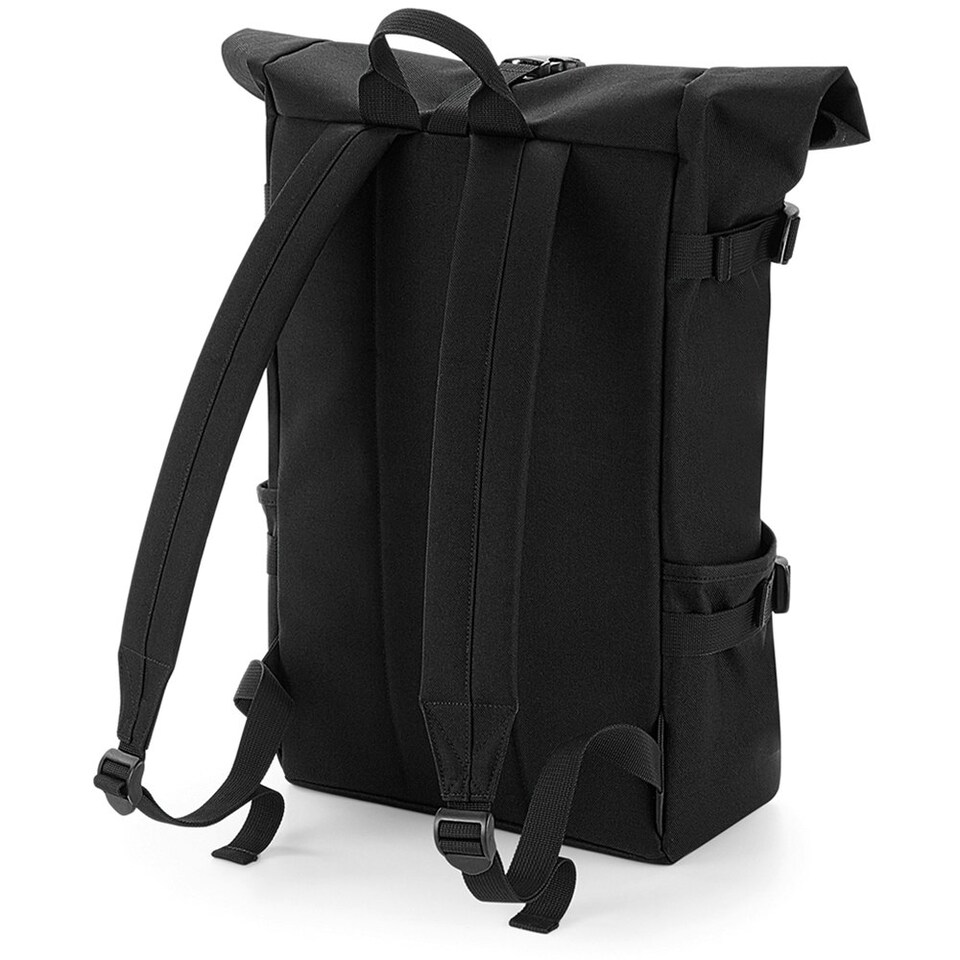 image 1 of BagBase Block Roll-Top Backpack - Black/Black - One Size