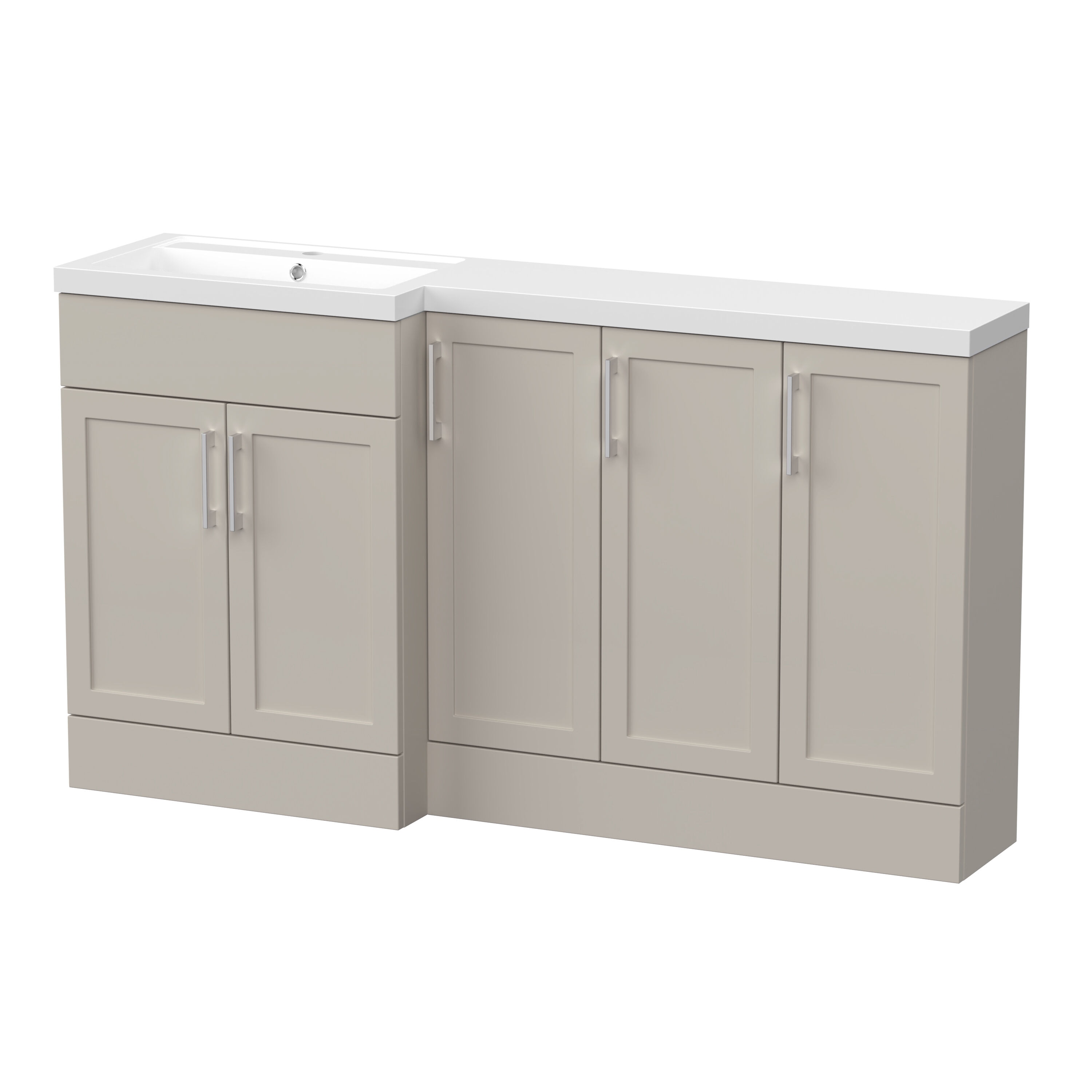 Balterley Pirehill Traditional Floor Standing 5 Door Combination Vanity Basin Unit with Polymarble Basin, 1500mm, Left Hand, Pebble Grey