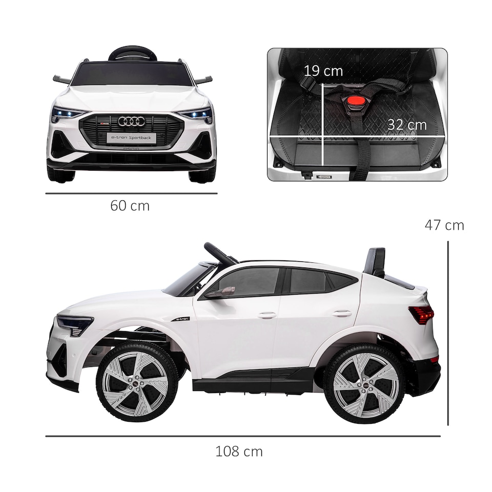 image 1 of HOMCOM 12V Kids Electric Ride-On Car/ w Remote Control, Lights, Music - White