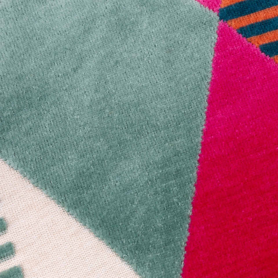 image 1 of Furn Metro Harlequin Velvet Cushion | Multi | Multicolour