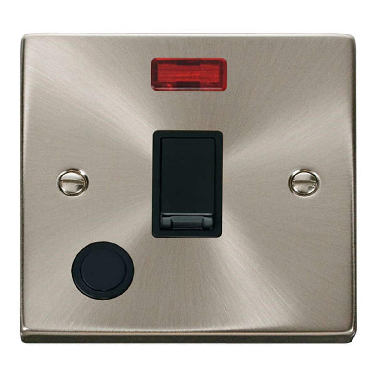 SE Home Satin / Brushed Chrome 1 Gang 20A DP Switch With Flex With Neon in Metallic Silver