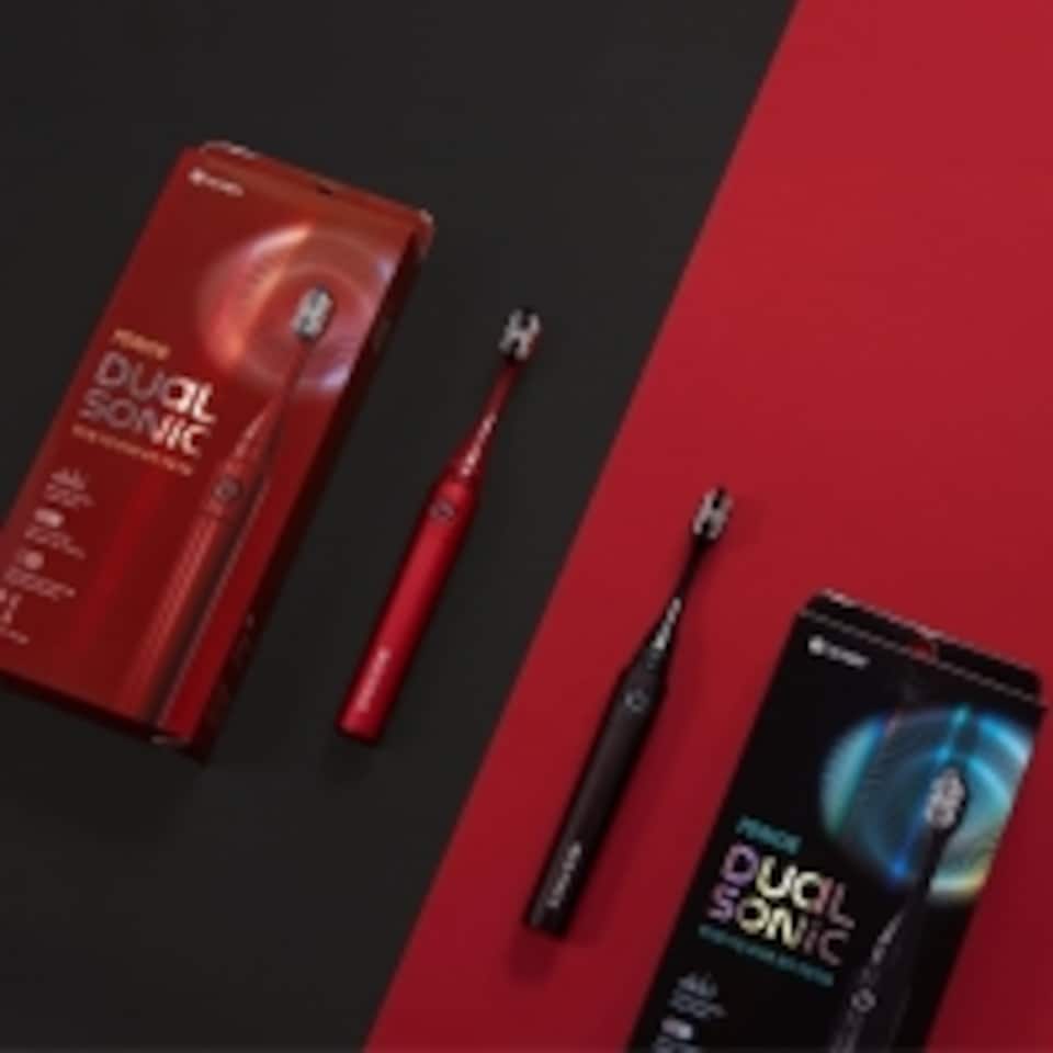 image 1 of LG Reach Dual Sonic Toothbrush includes 4 Toothbrush Heads 27000 VPM Red