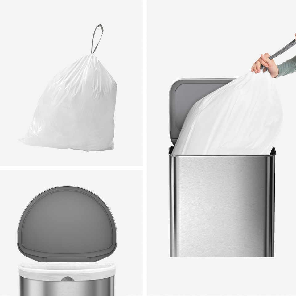 image 1 of Simplehuman 45L Code J Bin Liners, 50% Recycled Custom Fit Bin Bags, Pack of 100 | White | Code J | Code J | 5