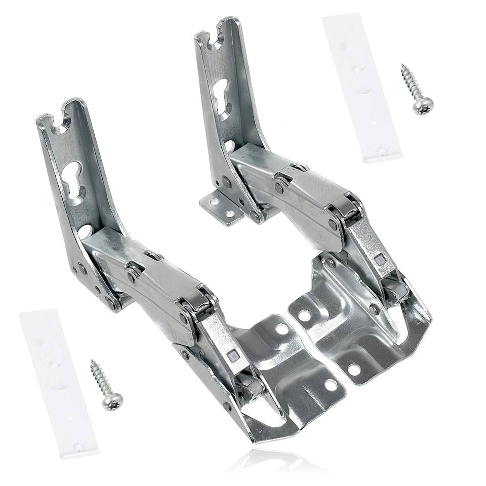 image 1 of SPARES2GO Door Hinges for Bosch Fridge Freezer 3306 3702 3307 3703 5.0 41.5 Pair Hinge Silver