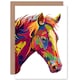 image 1 of Colourful Swirls Horse Head Hippie Bright Animal Art Card