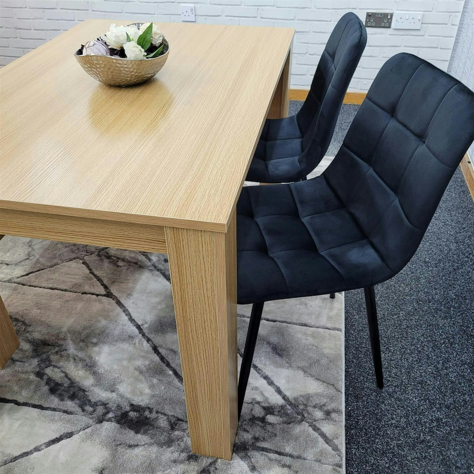 image 1 of Dining Table Set with 2 Chairs Dining Room and Kitchen table set of 2, and Benches Black
