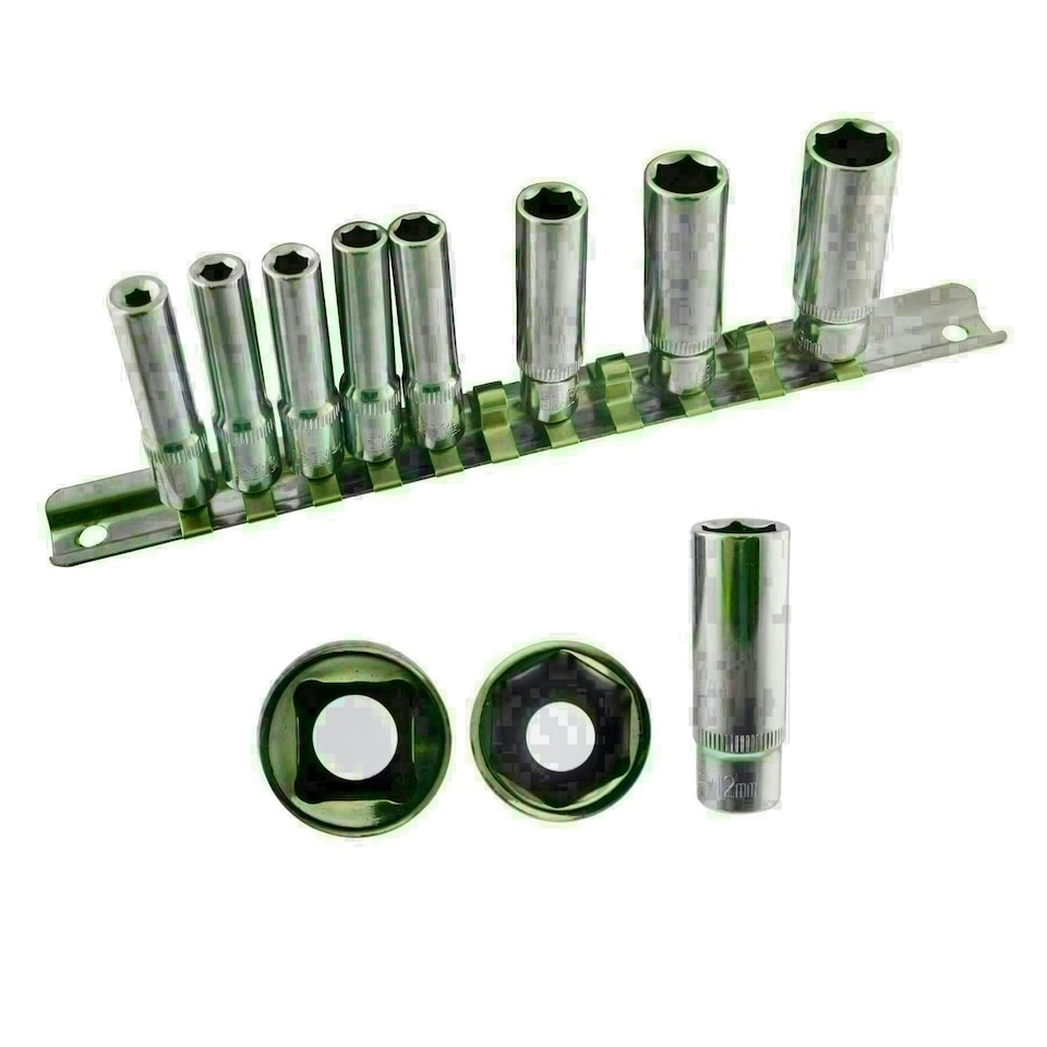 image 1 of 1/4" Drive Metric MM Double Deep Sockets 11pc 4mm - 13mm 6 Sided By Bergen
