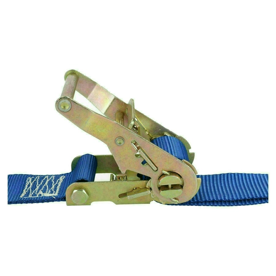 image 1 of Blue Ratchet Strap Tie Down Trailer 5m Hook Cargo Strap 750kg Lashing x 2 (Pair)
