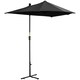 image 1 of Outsunny 2m Half Parasol Market Umbrella Garden Balcony Parasol with Crank Handle, Cross Base, DoubleSided Canopy, Black
