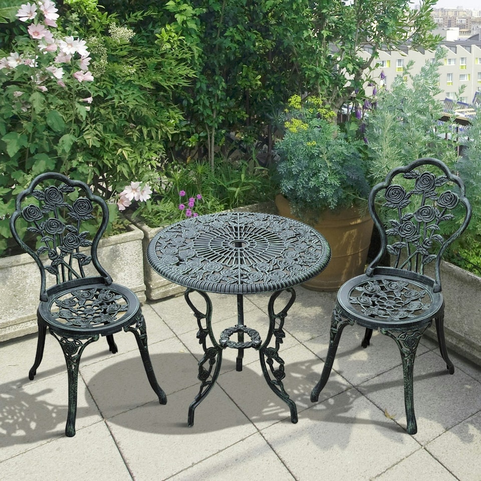 image 1 of Outsunny 3 Pieces Bistro Set Furniture Garden Balcony Table 2 Chairs
