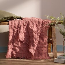 Wylder Walton Waffle Fringed Throw | Pink | Rose | 1