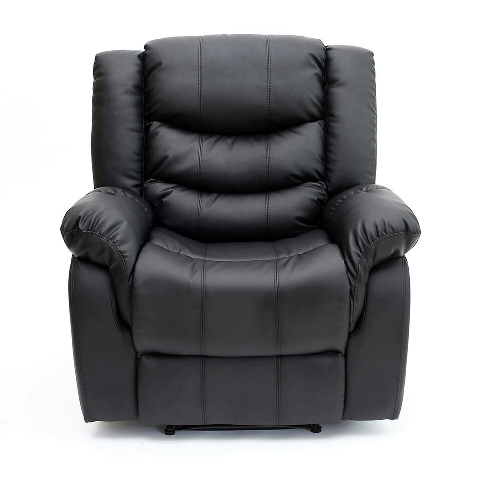 image 1 of Chester Bonded Leather Manual Recliner Chair with Heat And Massage (Black)