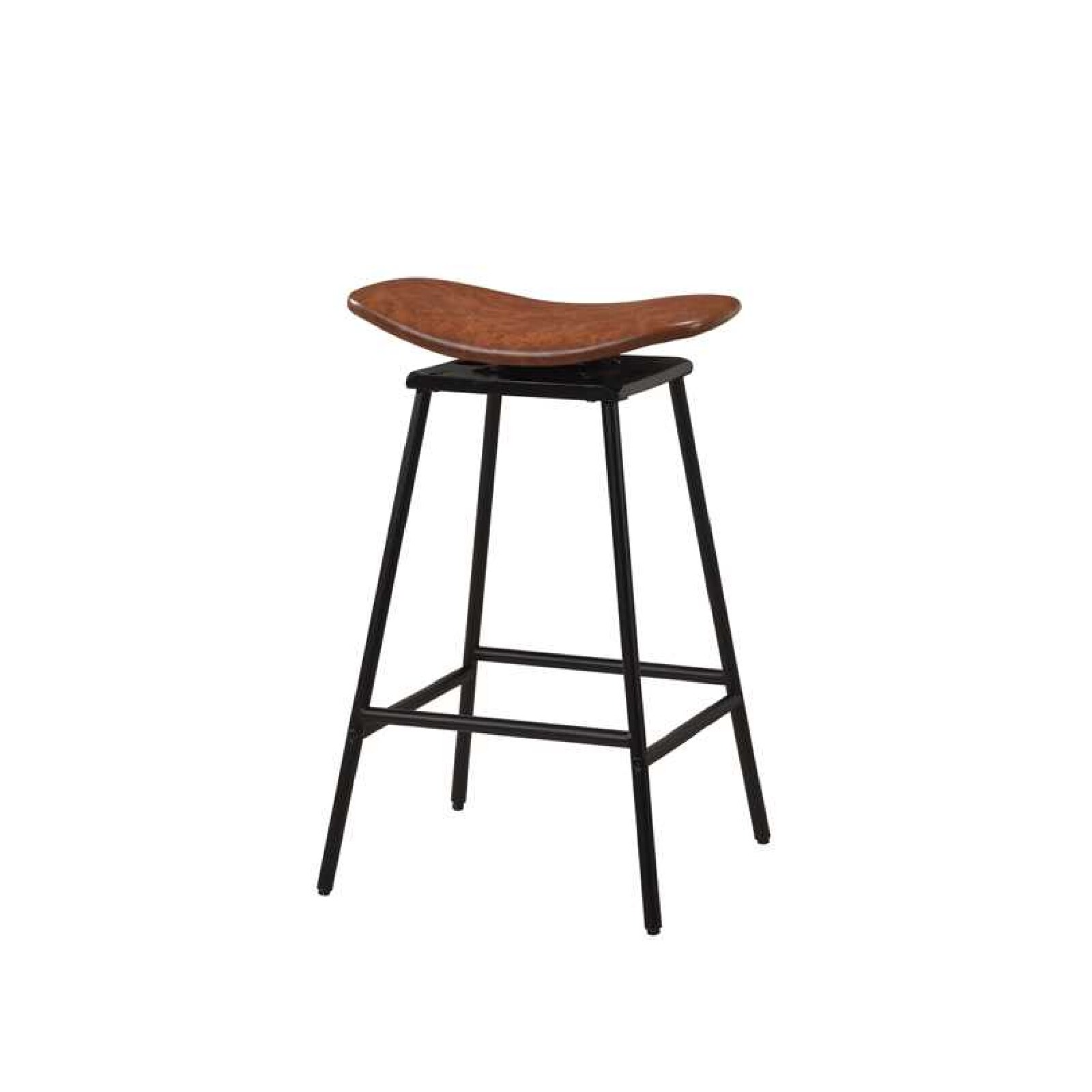 COSTWAY Swivel Bar Stools Set of 2 Faux Leather Paded Backless Stool-Brown