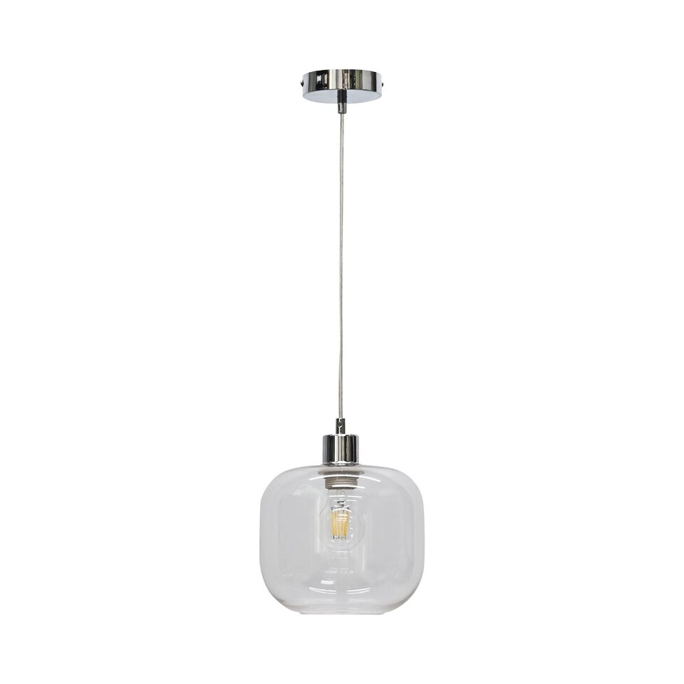 image 1 of Set of 2 Bletch - Clear Glass with Chrome Pendant Fittings | Clear | Clear | 2