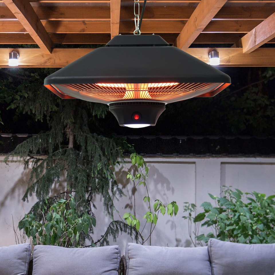 image 1 of Outsunny 2kw Electric Heater LED Halogen Heating Hanging Light Outdoor Remote