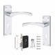 image 1 of Golden Grace Victorian Scroll Astrid Door Handles Lever Lock in Silver Polished Chrome with 64mm 3 Lever Lock Set - 150mm x 40mm Backplate Chrome