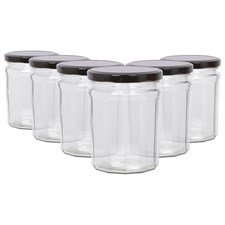 Argon Tableware Glass Jam Jars with Lids - 380ml - Pack of 6