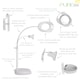image 3 of PURElite Magnifying LED Lamp - Floor, Table & Clip-on Light with Chart Holder & Accessories Tray, Flexible for Crafts & Reading | White