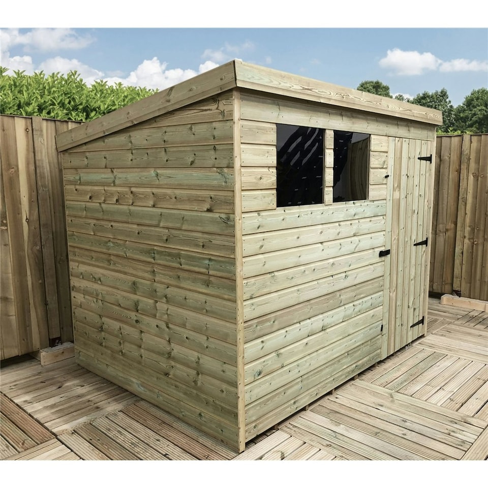 image 1 of 9 x 5 Garden Shed Pressure Treated T&G PENT Wooden Garden Shed - 2 Windows + Single Door (9' x 5' / 9ft x 5ft) (9x5)
