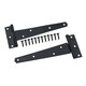 image 1 of 6" (150mm) Heavy Duty T Tee Hinges for Doors + Gates with Fixing Screws 2pc Black