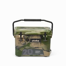 Utoka 20 Hard Cooler Cool Box - Rotomoulded LLDPE & Polyurethane foam - L34 x W54 x H36 cm - Camo Green | Green