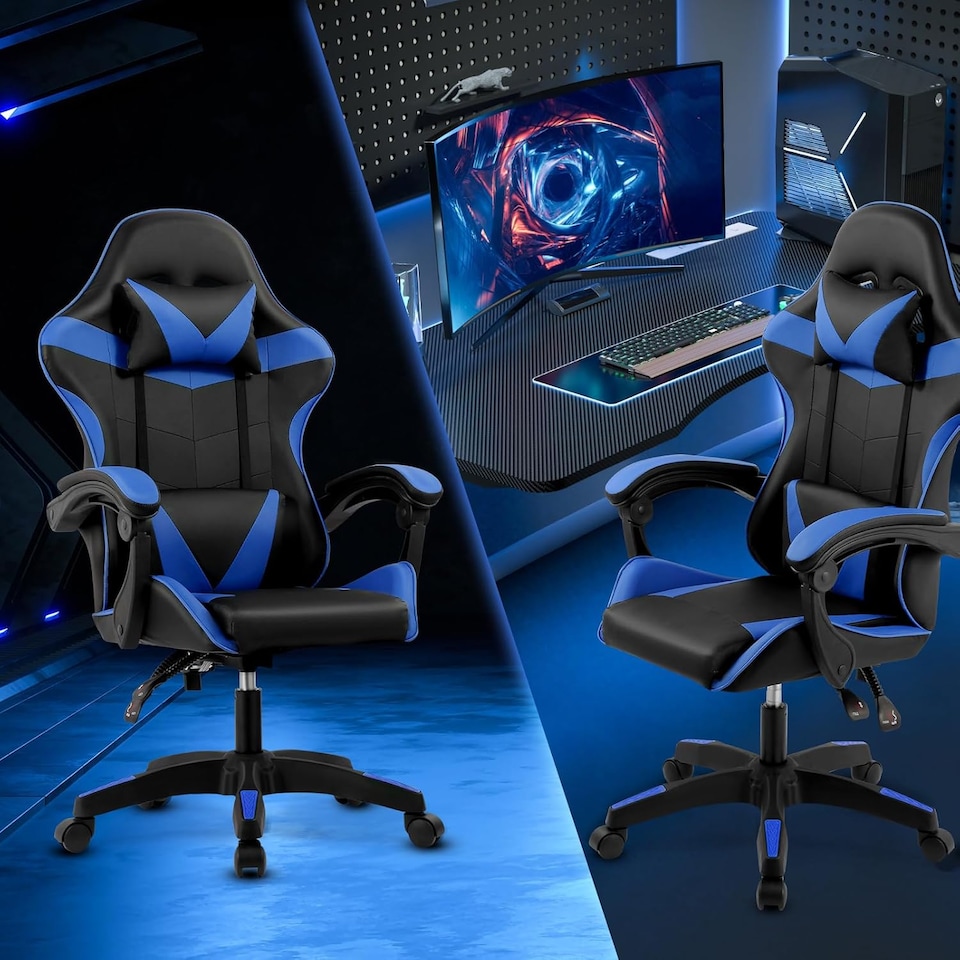 image 1 of Ergonomic Gaming Chair | Blue | Blue