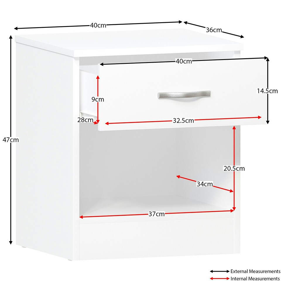 image 1 of Vida Designs Riano 1 Drawer Bedside Chest Cabinet Table Nightstand, White