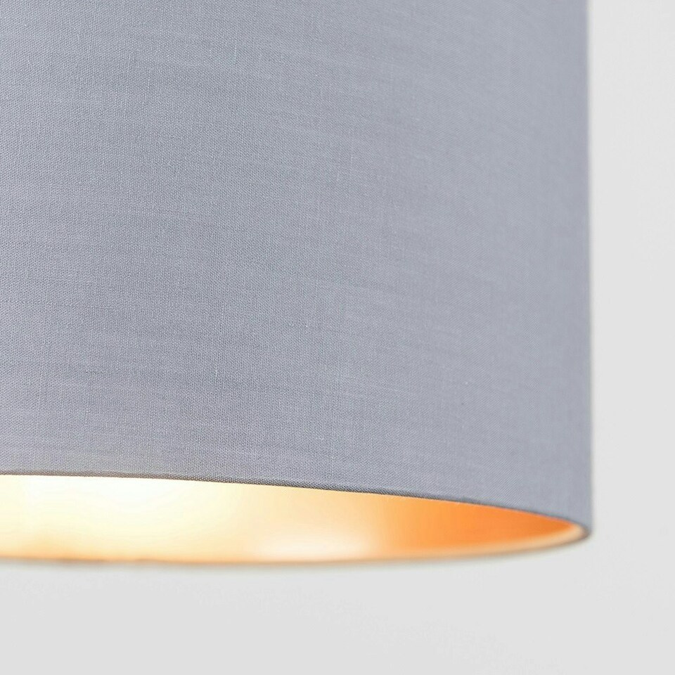 image 1 of ValueLights Modern Grey And Copper Pendant Ceiling Table Lamp Drum Light Shade