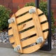 image 4 of Tom Chambers Handcrafted Heavy Duty Round Traditional Wood Garden Patio Plant Flower Pot Stand Caddy Trolley Dolly on Strong Metal Castor Wheels 30cm | Brown | Brown