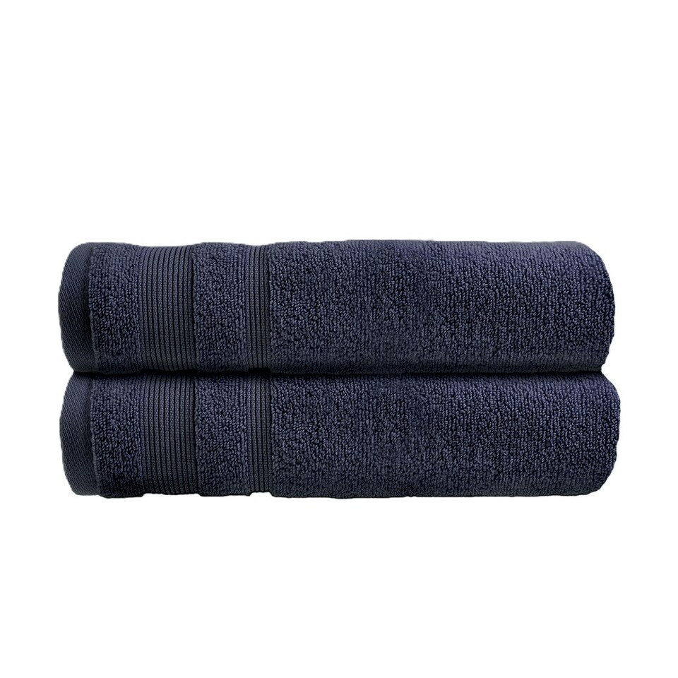 image 1 of Luxury Zero Twist Egyptian Cotton Bath Towels 70 x 120cm - Pack of 2 Blue | Navy | Bath towel