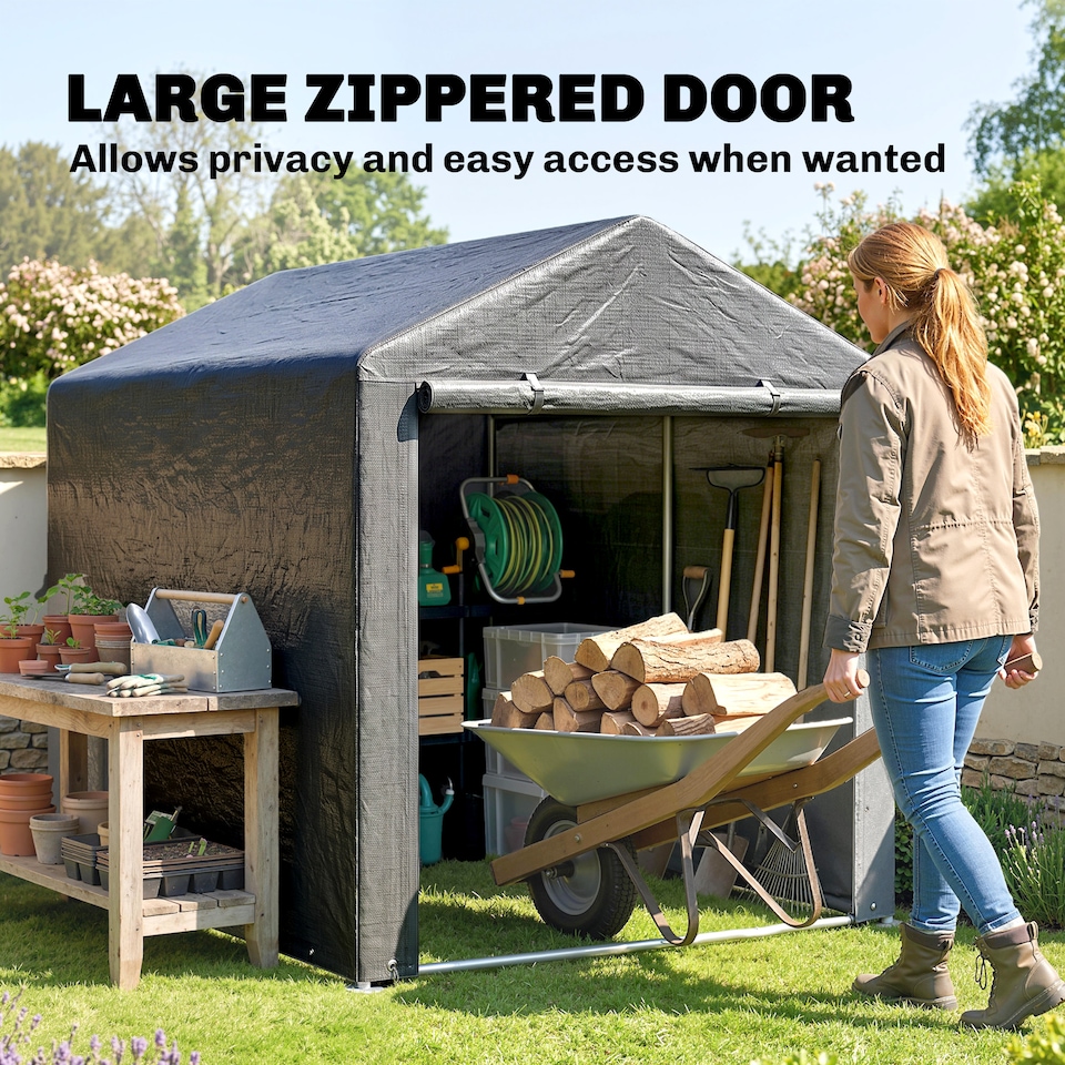 image 1 of Outsunny 1.6 x 2.2m Garden Storage Shed Portable Shed Tent, Dark Grey | Grey | 1