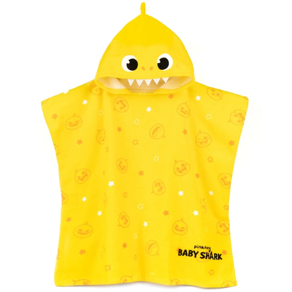 image 1 of Baby Shark Childrens/Kids Repeat Print Hooded Towel | Yellow | Yellow/White | One size | 1