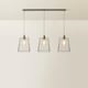 image 4 of ValueLights Susie Glass Lantern 3 Drop Brushed Chrome Ceiling Light and Bulbs