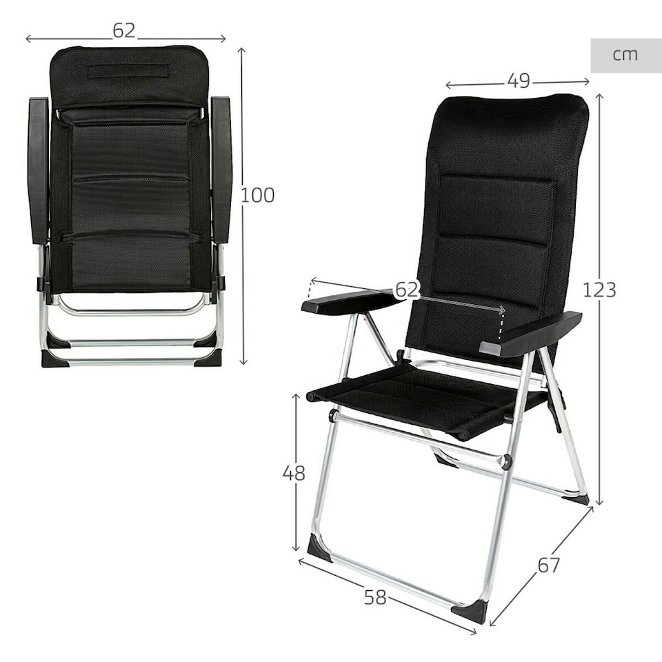 image 1 of Beach Chair Aktive Deluxe Foldable Black 49 x 123 x 67 cm (2 Units) N/A