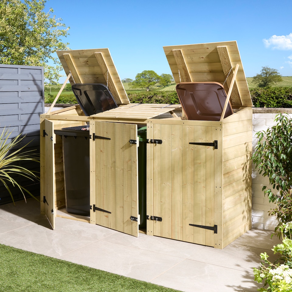 image 1 of Rowlinson Premier Shiplap Triple Bin Store
